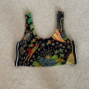 🌞Farm Rio Printed Black Women’s Crop Top🌞